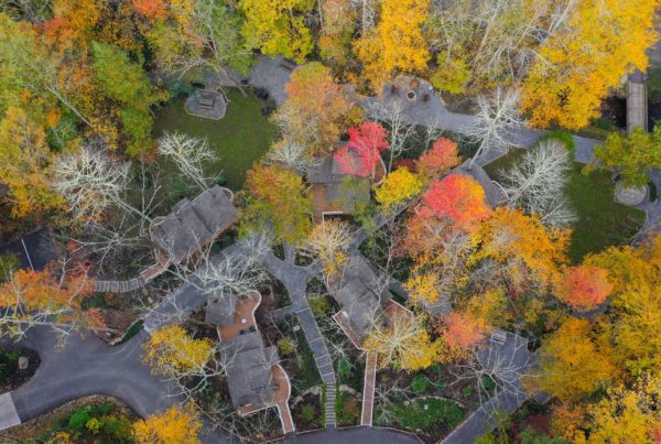 Drone of "By the Creek" Treehouses