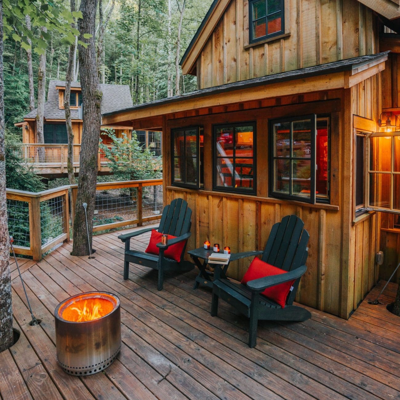 Firepit on Deck of Treehouse